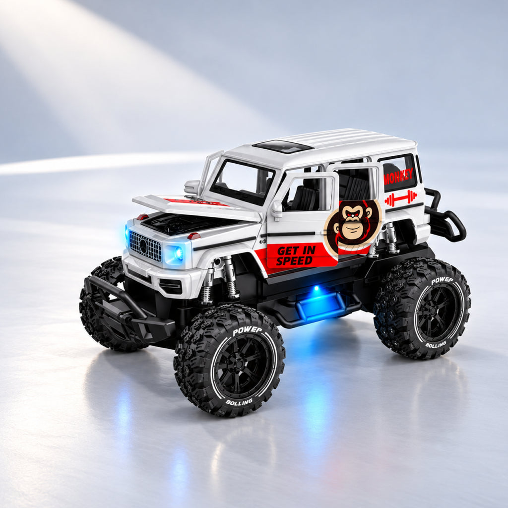 RC Off-Road Monster Jeep – 1:24 Scale Remote Control SUV with LED Lights & Smoke Effect