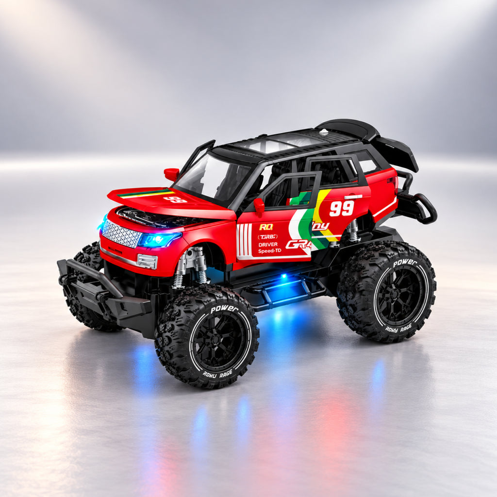 RC Off-Road Racing SUV – 1:24 Scale Remote Control Monster Jeep with LED Lights & Smoke Effect