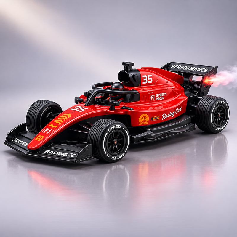 HTS Formula Racing RC Car – 1:18 Scale Remote Control Racing Car with LED Lights & Spray Smoke Effect