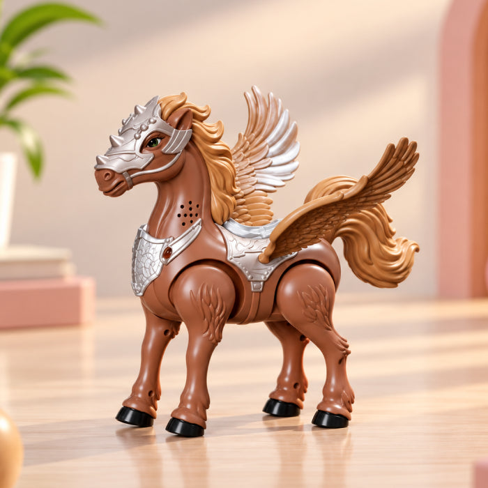 Iron Warrior Winged Horse Toy – Majestic Light-Up Fantasy Horse