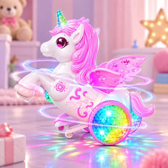Unicorn Stunt Pegasus Toy – Light-Up Musical Flying Horse