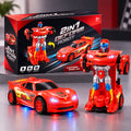 Transforming Race Car Robot Toy – 2-in-1 Musical Light-Up Stunt Car