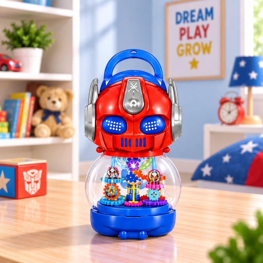 Robot Musical Saving Box – Light-Up Rotating Toy