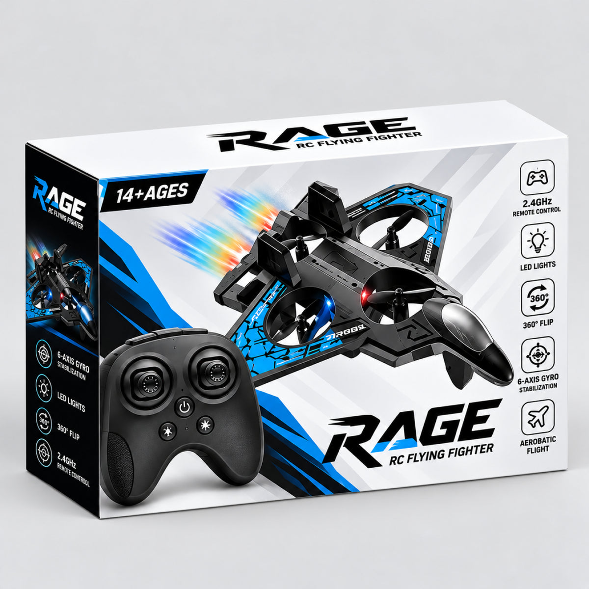RC Fighter Drone – 2.4GHz Remote Control Flying Aircraft with Propeller Guards