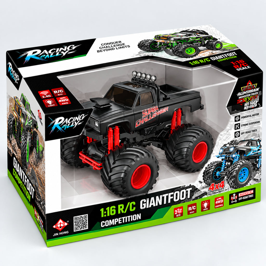 RC Giantfoot Monster Truck – 1:16 Scale 2.4GHz Remote Control Off-Road Truck