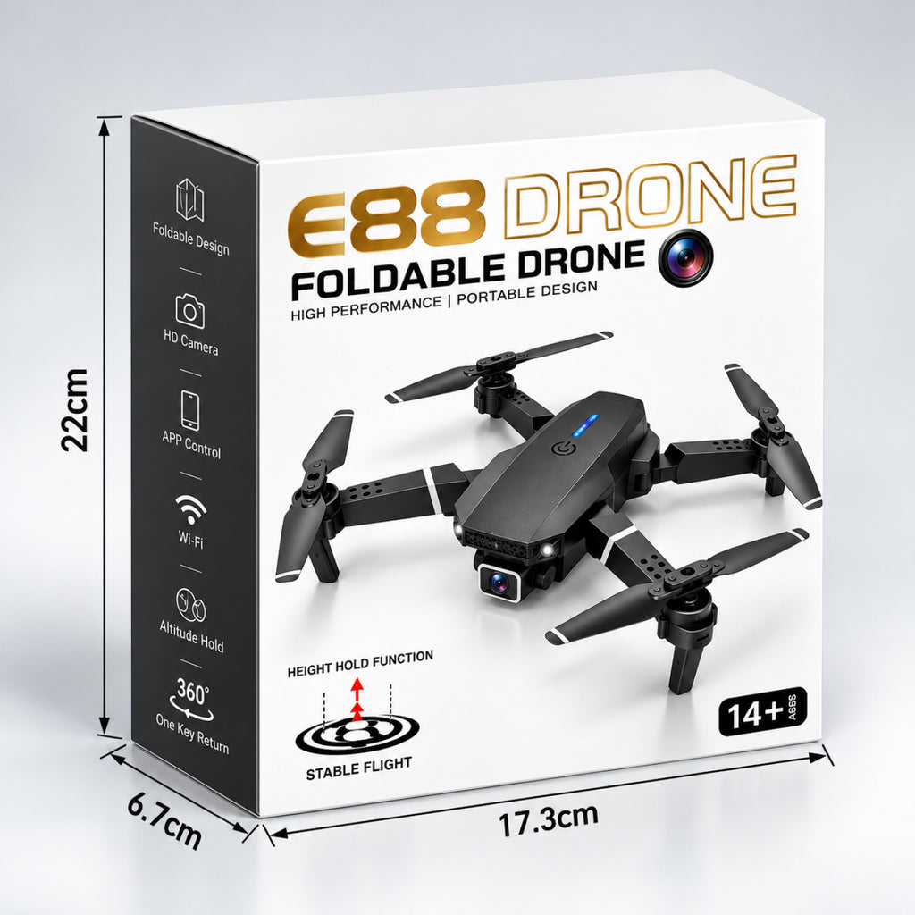 E88 Foldable RC Drone – Remote Control Quadcopter with 4K-Style Camera