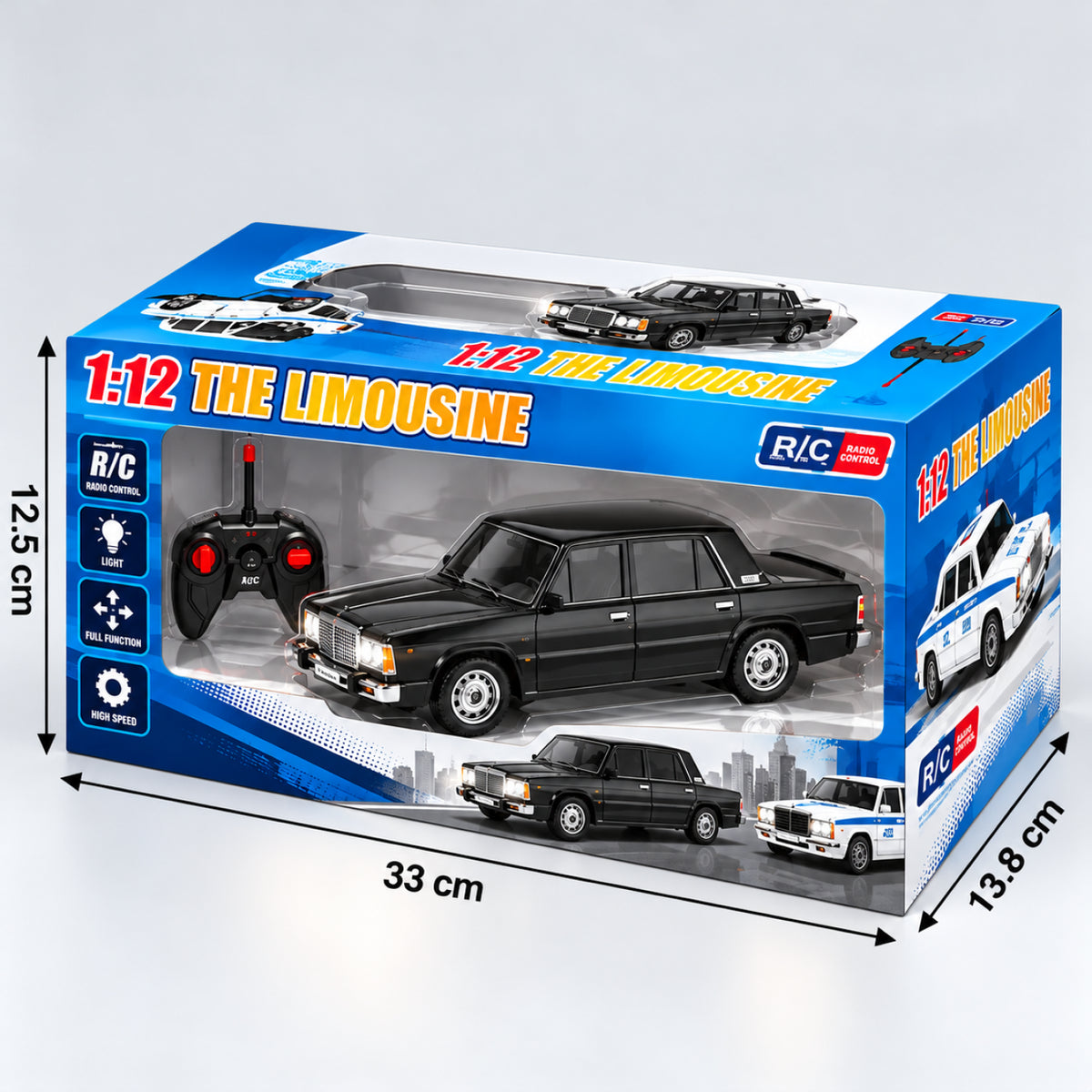 RC Classic Limousine Car – 1:12 Scale Remote Control Vintage Sedan with LED Lights