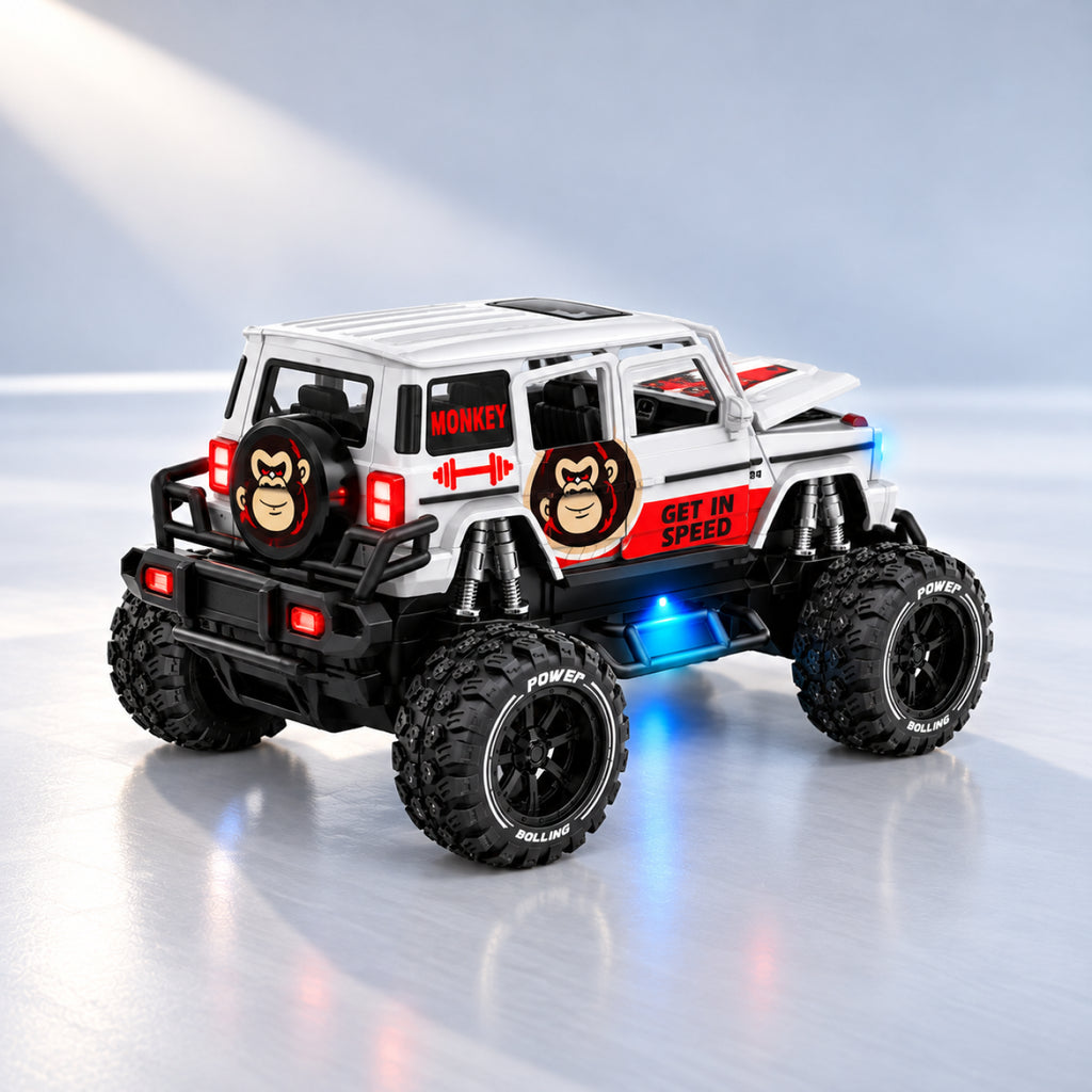 RC Off-Road Monster Jeep – 1:24 Scale Remote Control SUV with LED Lights & Smoke Effect