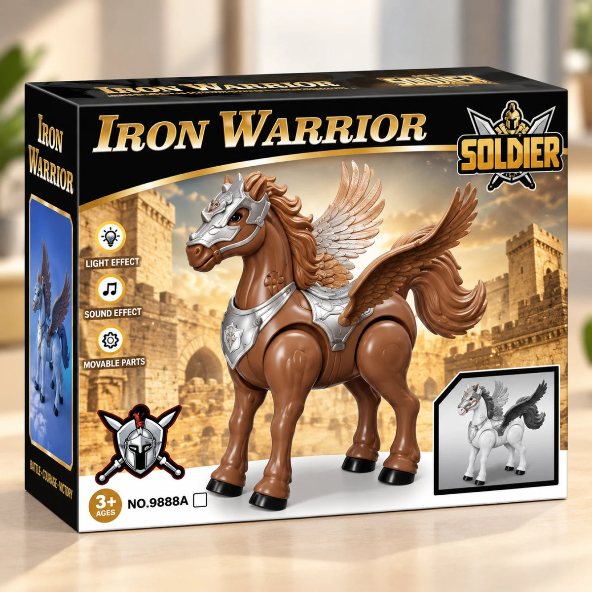 Iron Warrior Winged Horse Toy – Majestic Light-Up Fantasy Horse