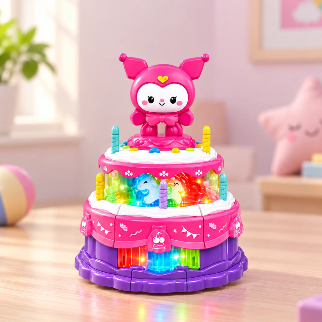 Dazzling Lomi Cute Cake Toy – Spinning Light & Music Dancing Toy