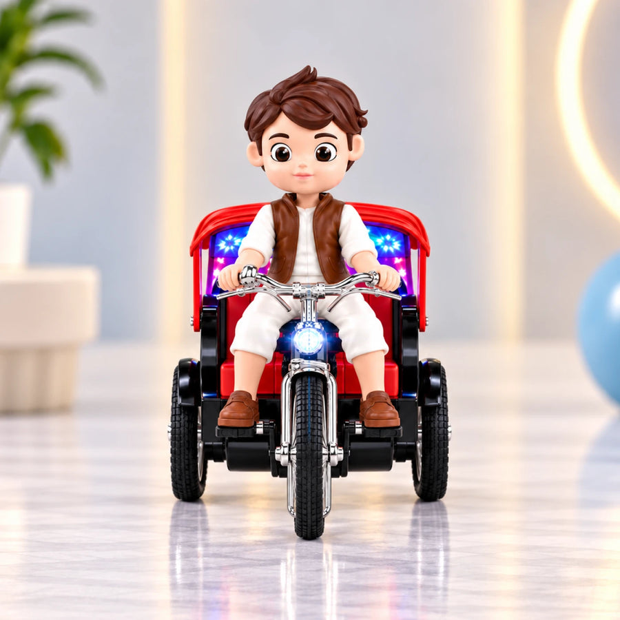 Peddle Bicycle Toy – Musical Light-Up Rickshaw Cycle for Kids