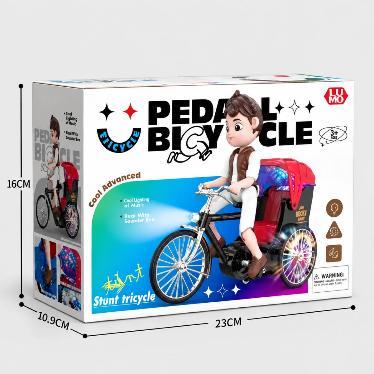 Peddle Bicycle Toy – Musical Light-Up Rickshaw Cycle for Kids