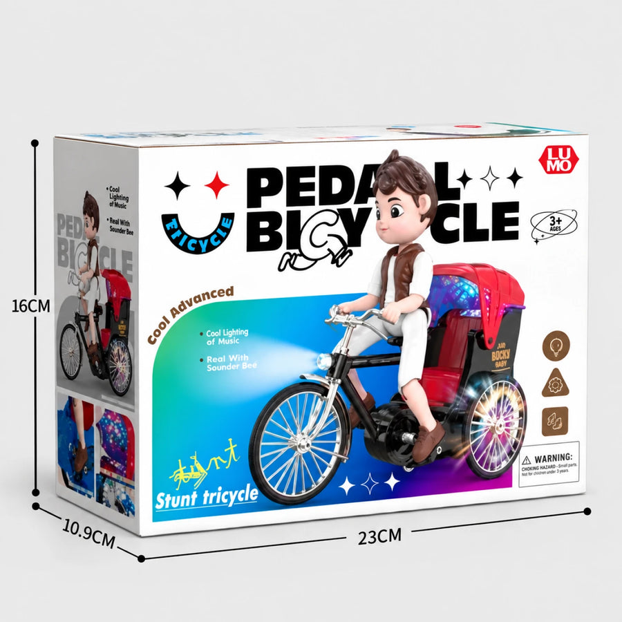 Peddle Bicycle Toy – Musical Light-Up Rickshaw Cycle for Kids