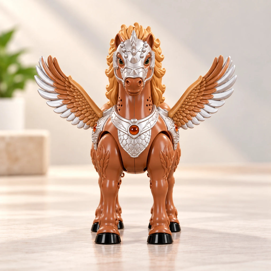 Iron Warrior Winged Horse Toy – Majestic Light-Up Fantasy Horse