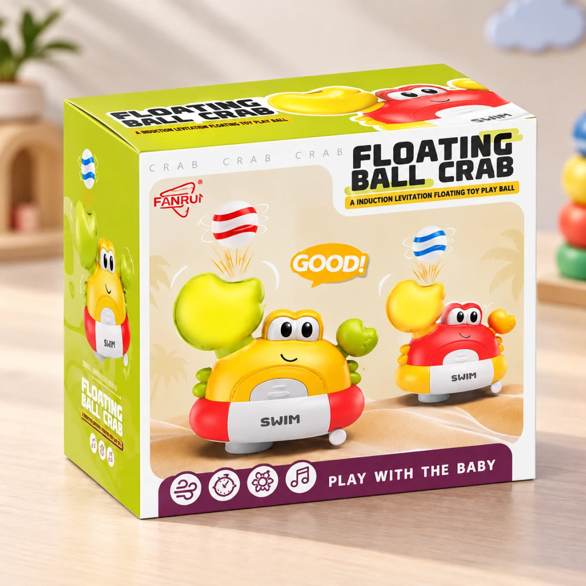 Blow-Up Ball Crab Toy – Musical Light-Up Bubble Blowing Crab