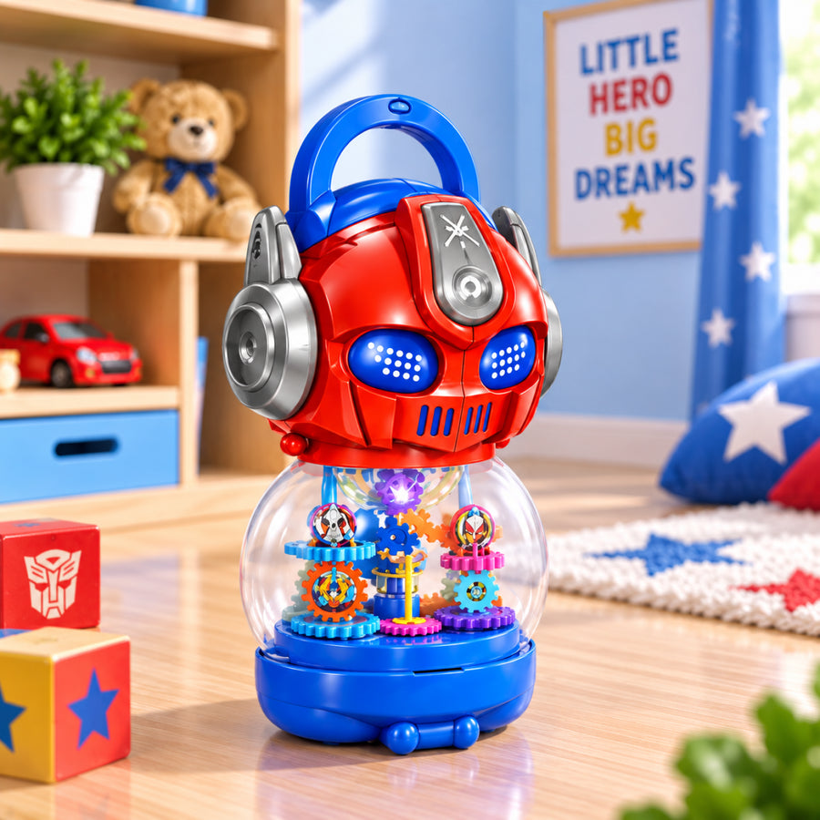 Robot Musical Saving Box – Light-Up Rotating Toy
