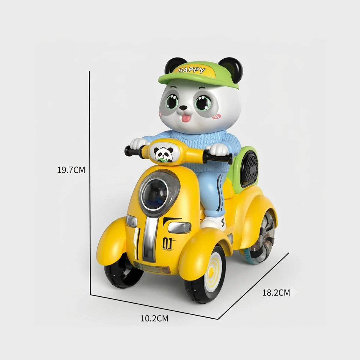 Panda Stunt Four-Wheeler Toy – 360° Rotating Light & Music Ride-On