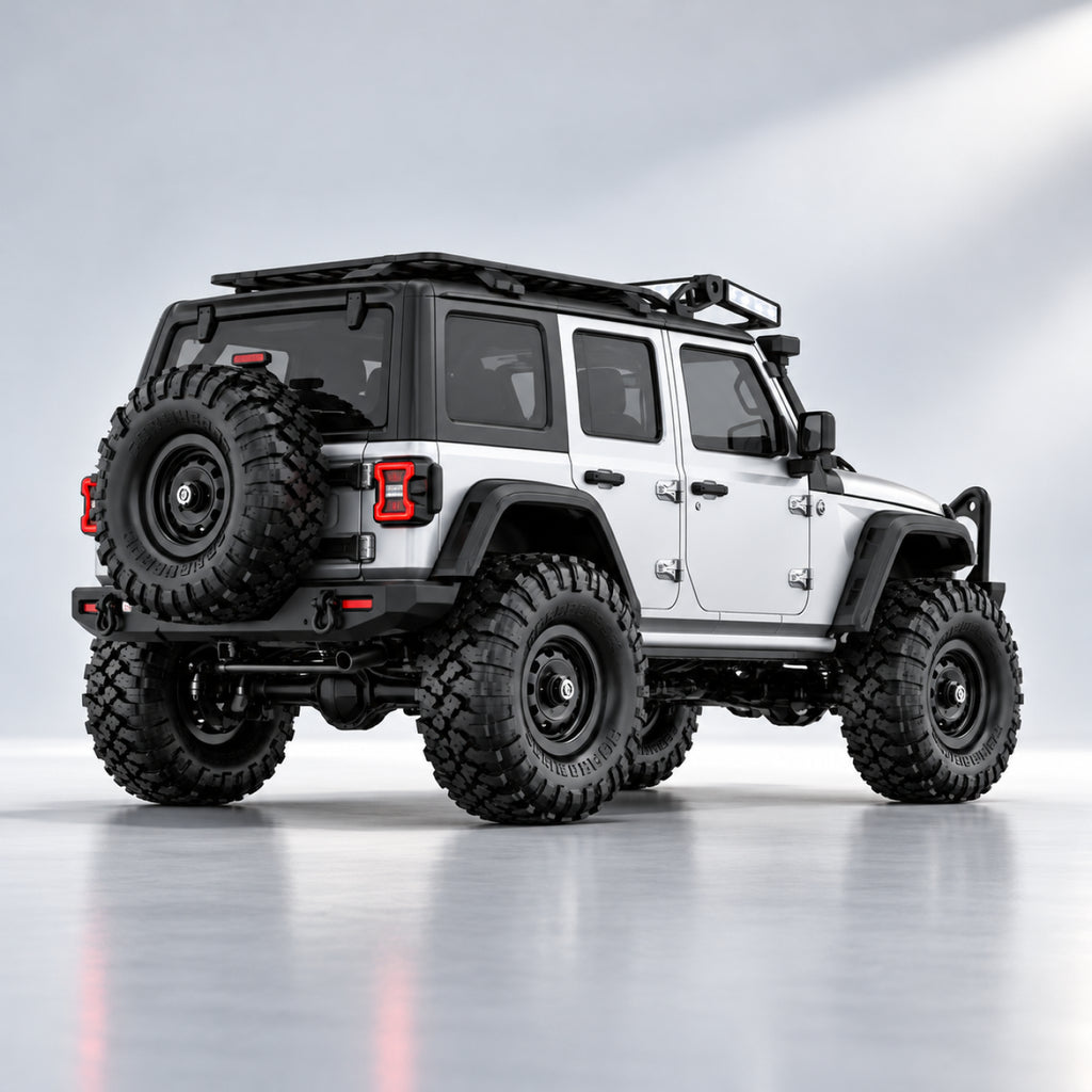 RC Jeep Rubicon Monster Truck – 1:16 Scale 4WD Remote Control Off-Road SUV (White Edition)