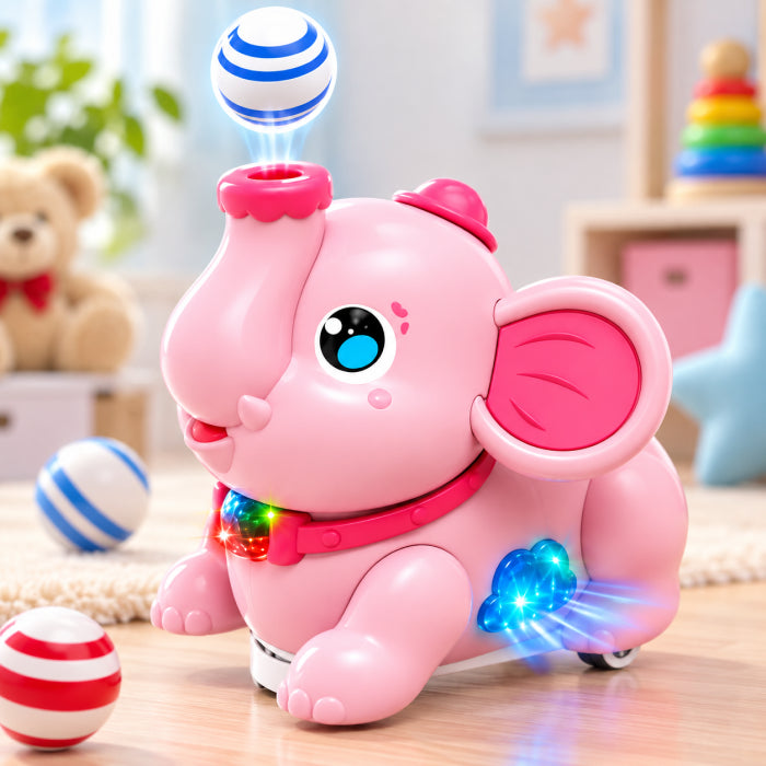 Blow Ball Elephant Toy – Musical Light-Up Moving Elephant