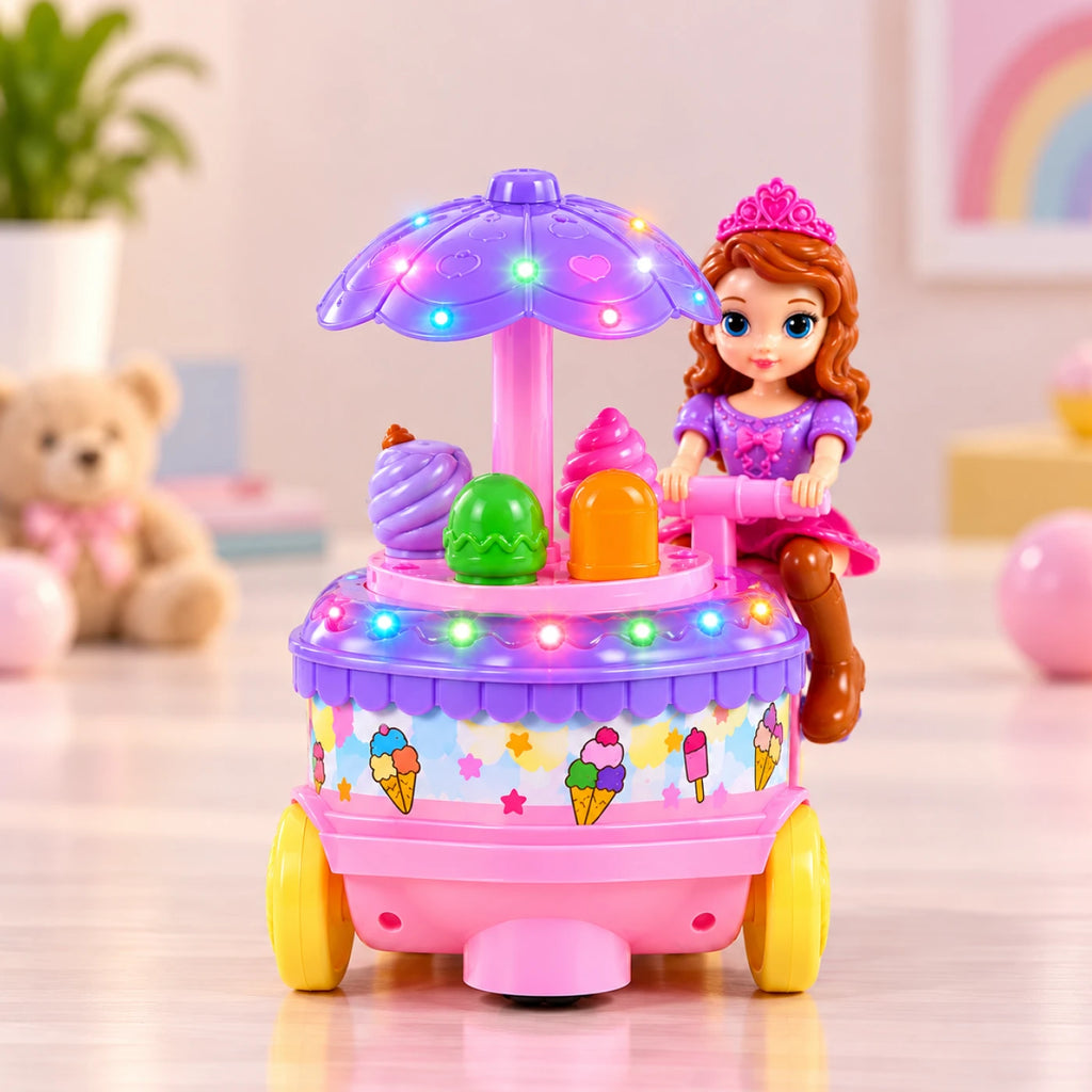 Ice Cream Cart Toy – Light-Up Music & Moving Ride-On Playset