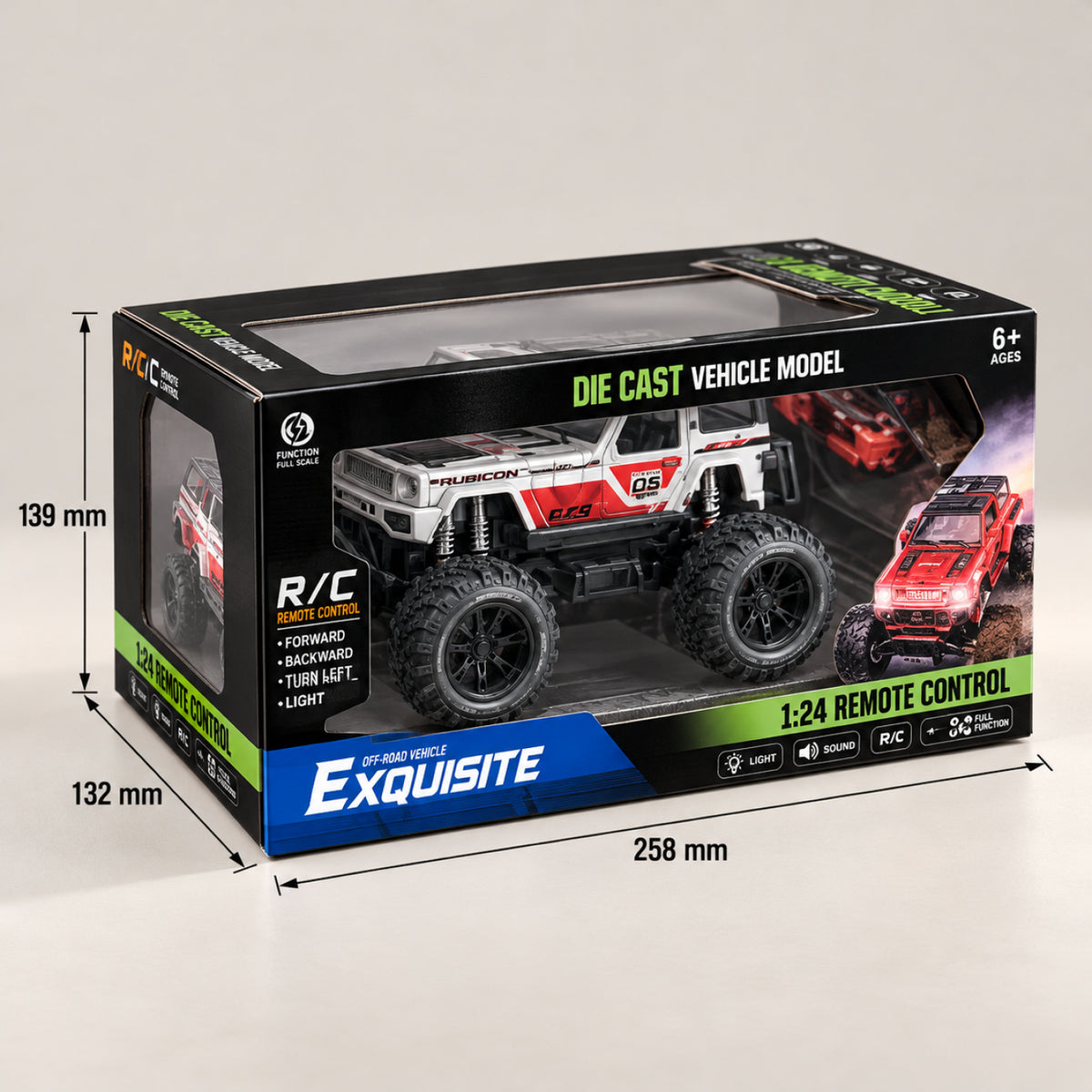 RC Off-Road Monster Jeep – 1:24 Scale Remote Control SUV with LED Lights & Smoke Effect