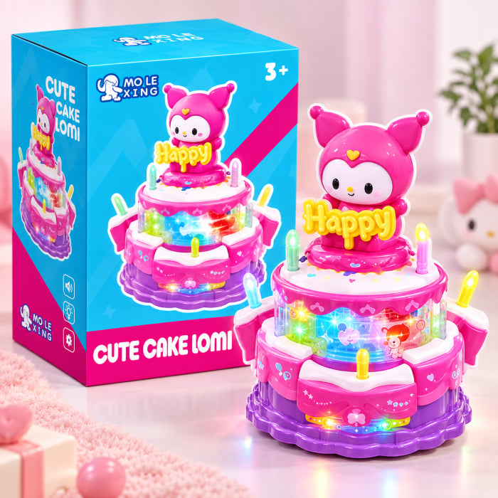 Dazzling Lomi Cute Cake Toy – Spinning Light & Music Dancing Toy