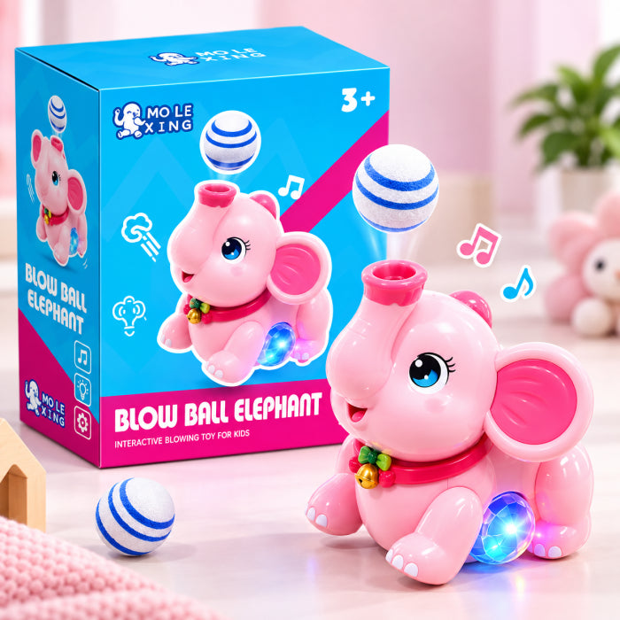 Blow Ball Elephant Toy – Musical Light-Up Moving Elephant