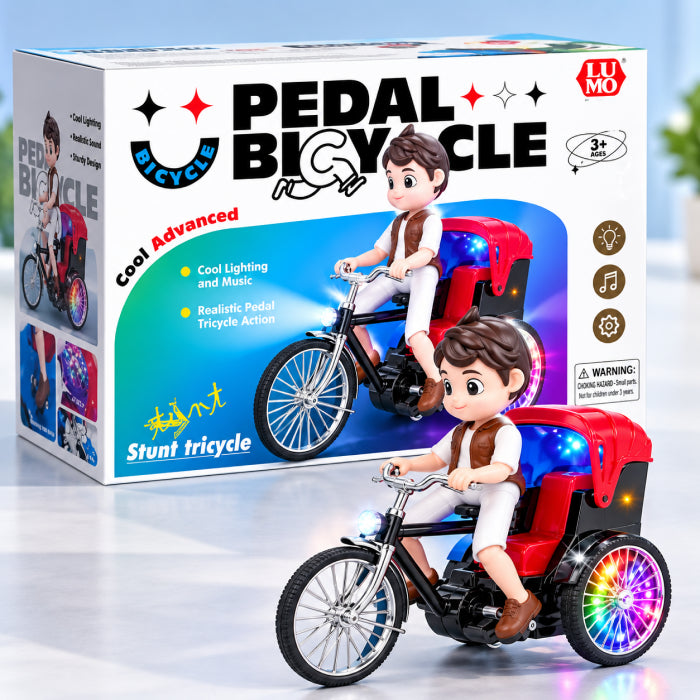 Peddle Bicycle Toy – Musical Light-Up Rickshaw Cycle for Kids