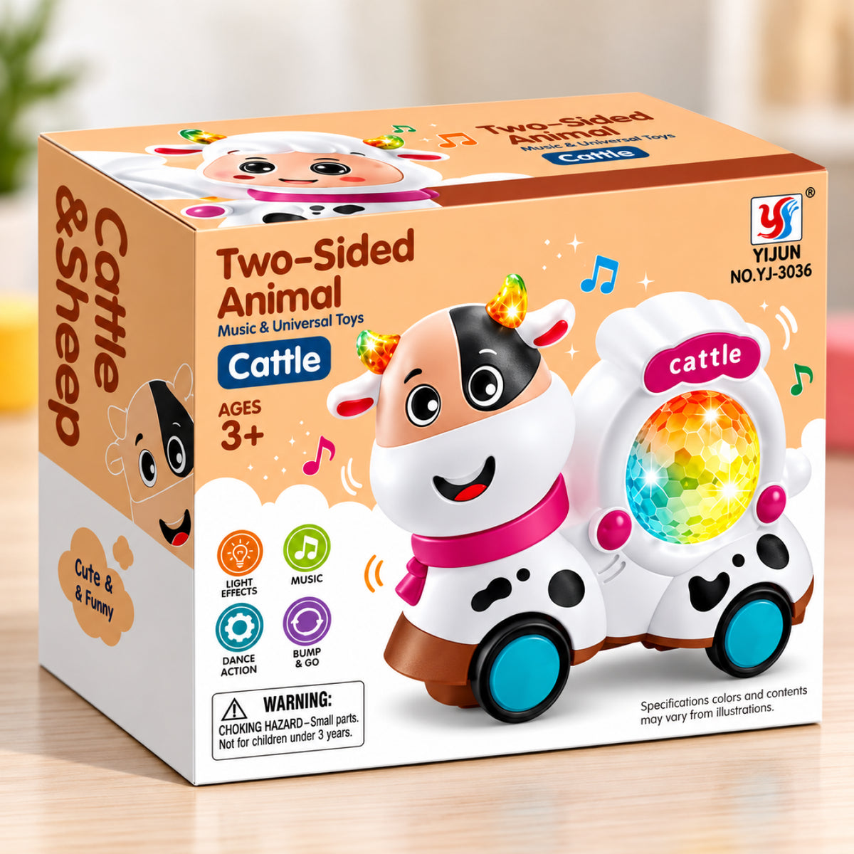Two-Sided Animal Cow & Sheep – Musical Light-Up Toy