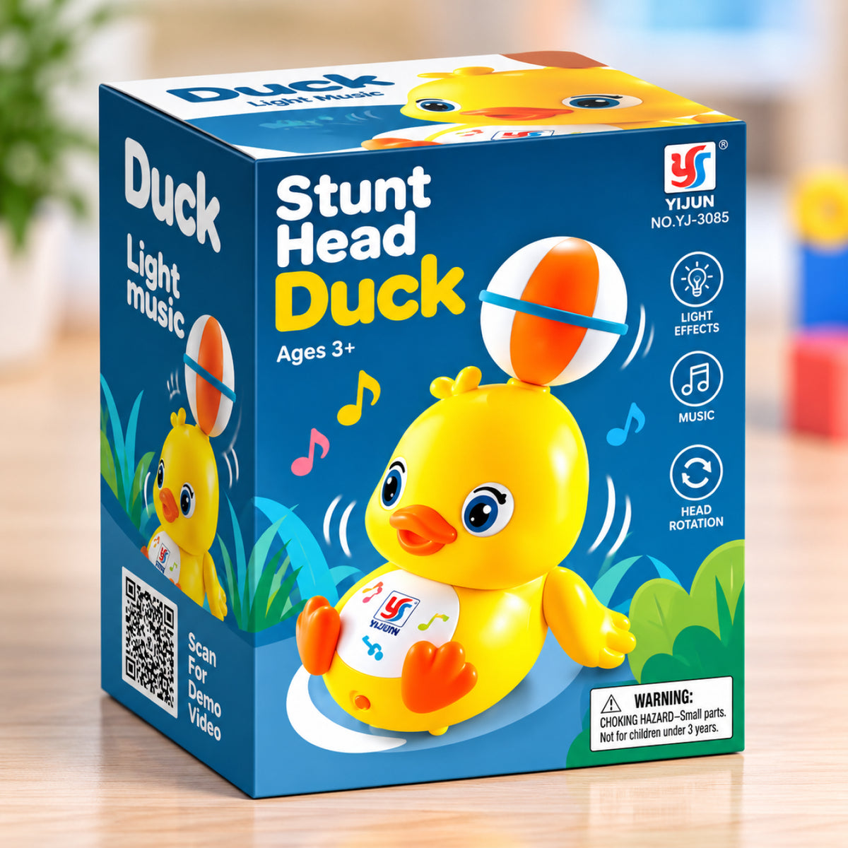 Stunt Head Duck – 360° Rotating Musical Light-Up Toy