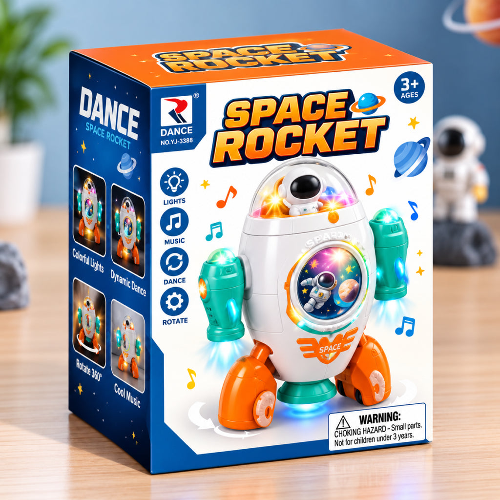 Space Rocket – 360° Rotating Musical Light-Up Toy