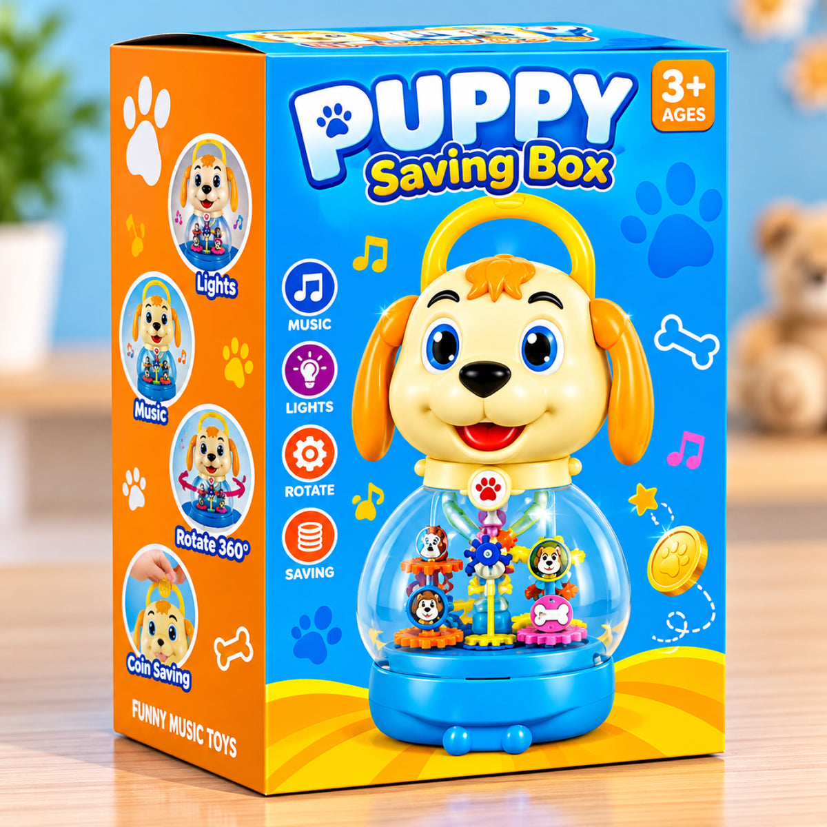 Puppy Musical Saving Box – Light-Up Rotating Toy
