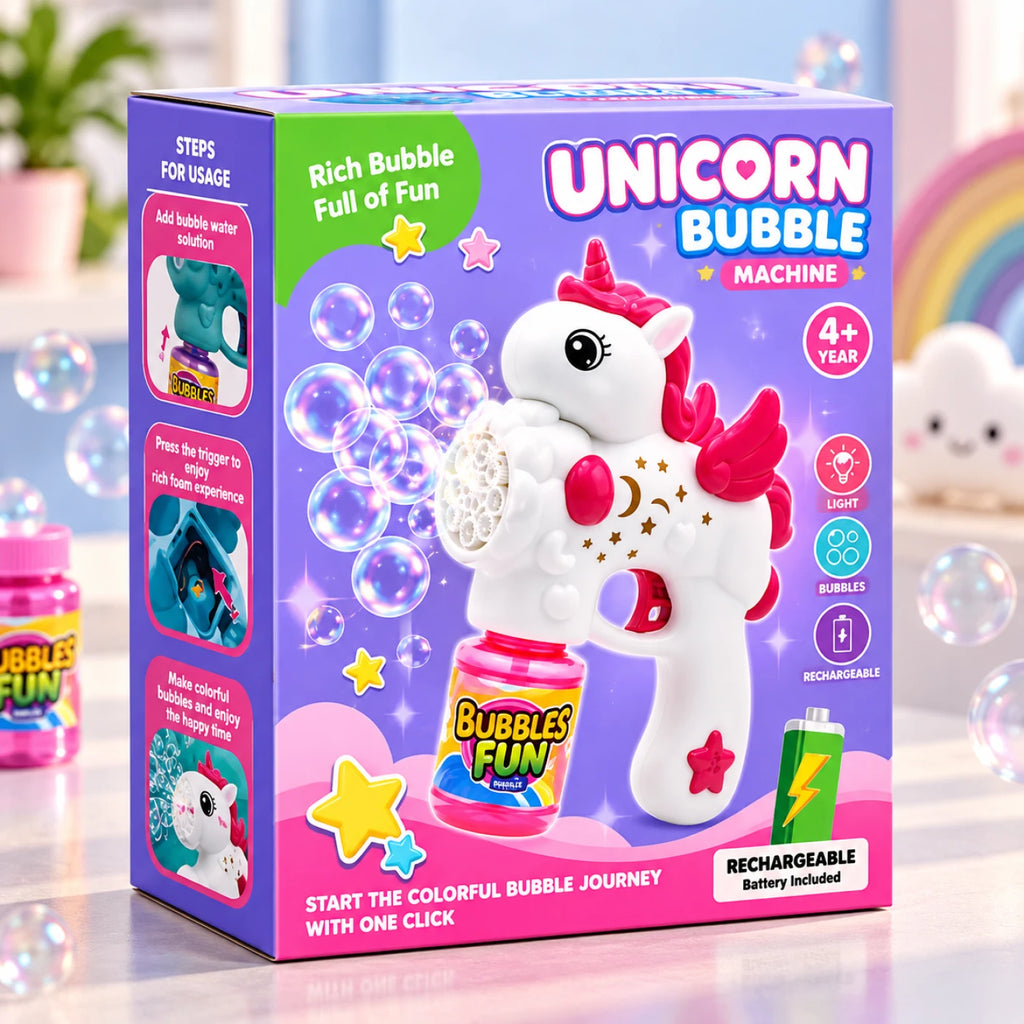 Unicorn Bubble Machine – Rechargeable Bubble Blaster