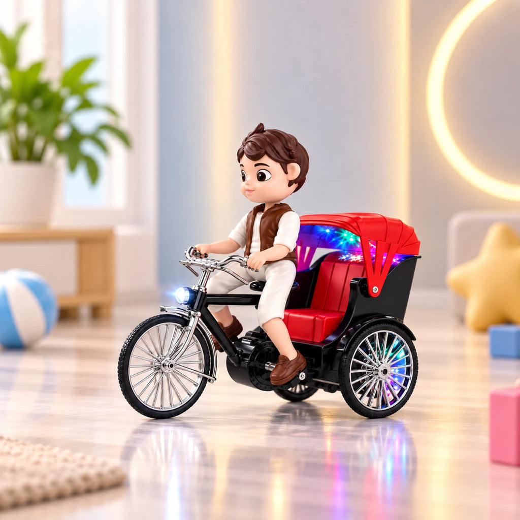 Peddle Bicycle Toy – Musical Light-Up Rickshaw Cycle for Kids